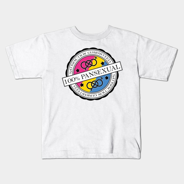 100% Satisfaction Guaranteed Pansexual Pride Flag Colored Stamp of Approval Kids T-Shirt by LiveLoudGraphics